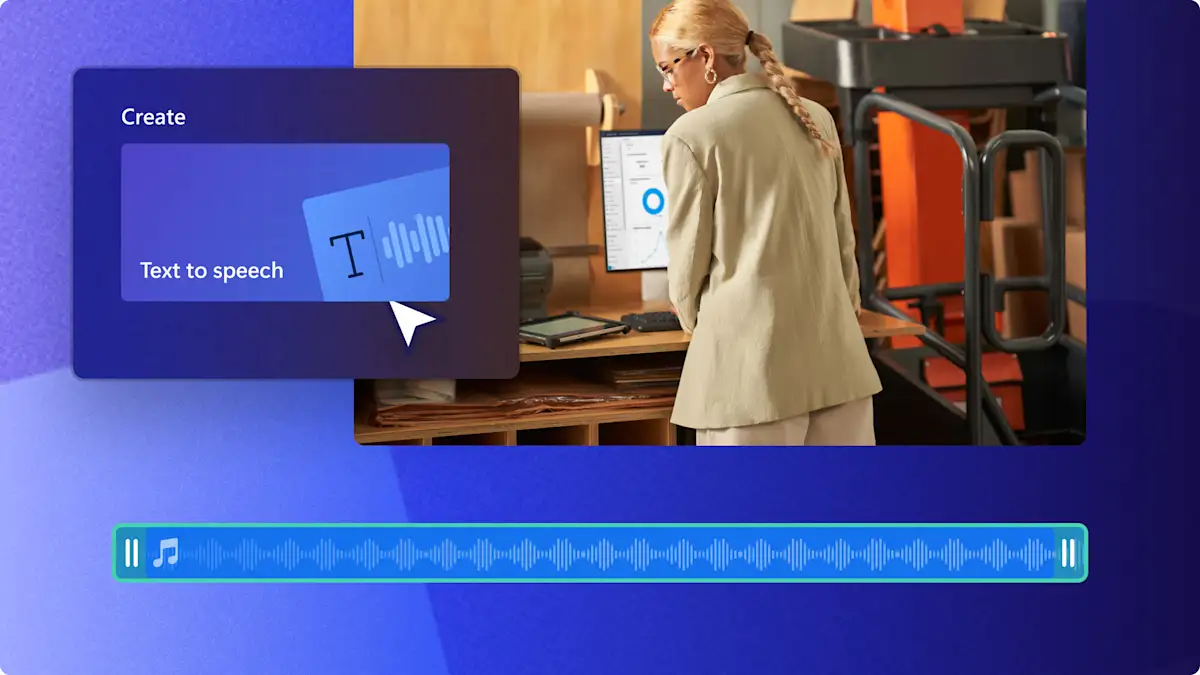 A user adding AI voiceovers to their presentation videos in Clipchamp.