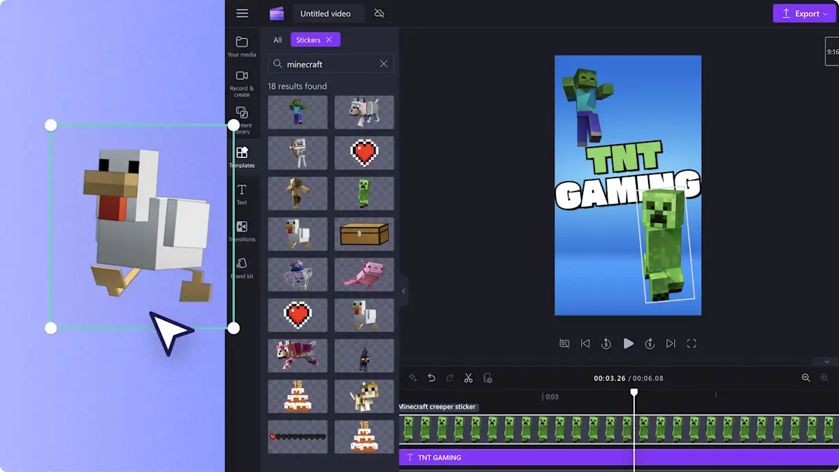 An image of the Clipchamp Minecraft sticker pack.
