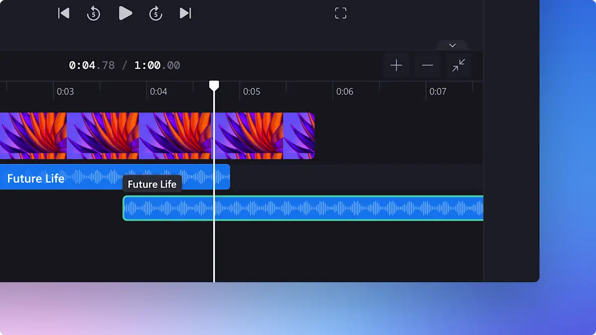 An image of audio files in Clipchamp.