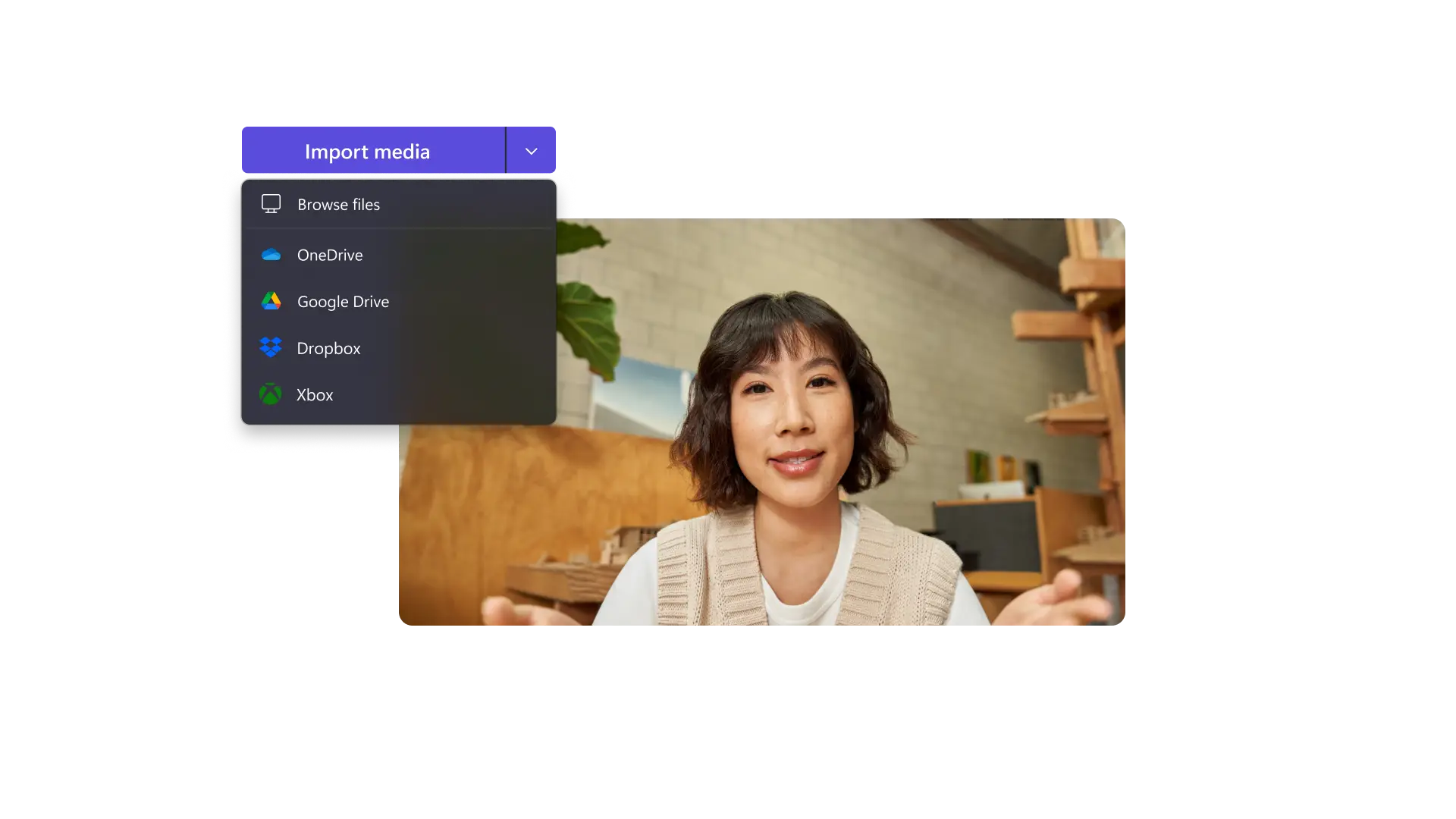 An image of a user adding an image to Clipchamp.