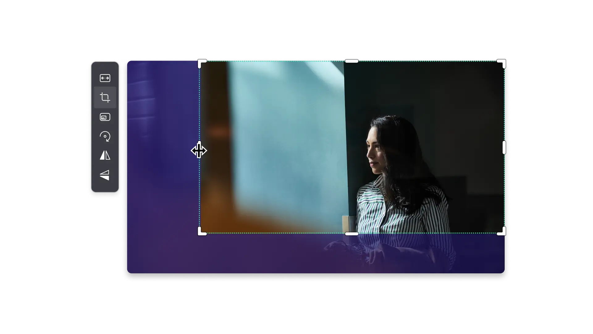 An image of Clipchamp video resizer and toolbar.